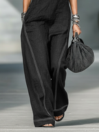 Sleeveless Minimalist Jumpsuit for Women with White Details